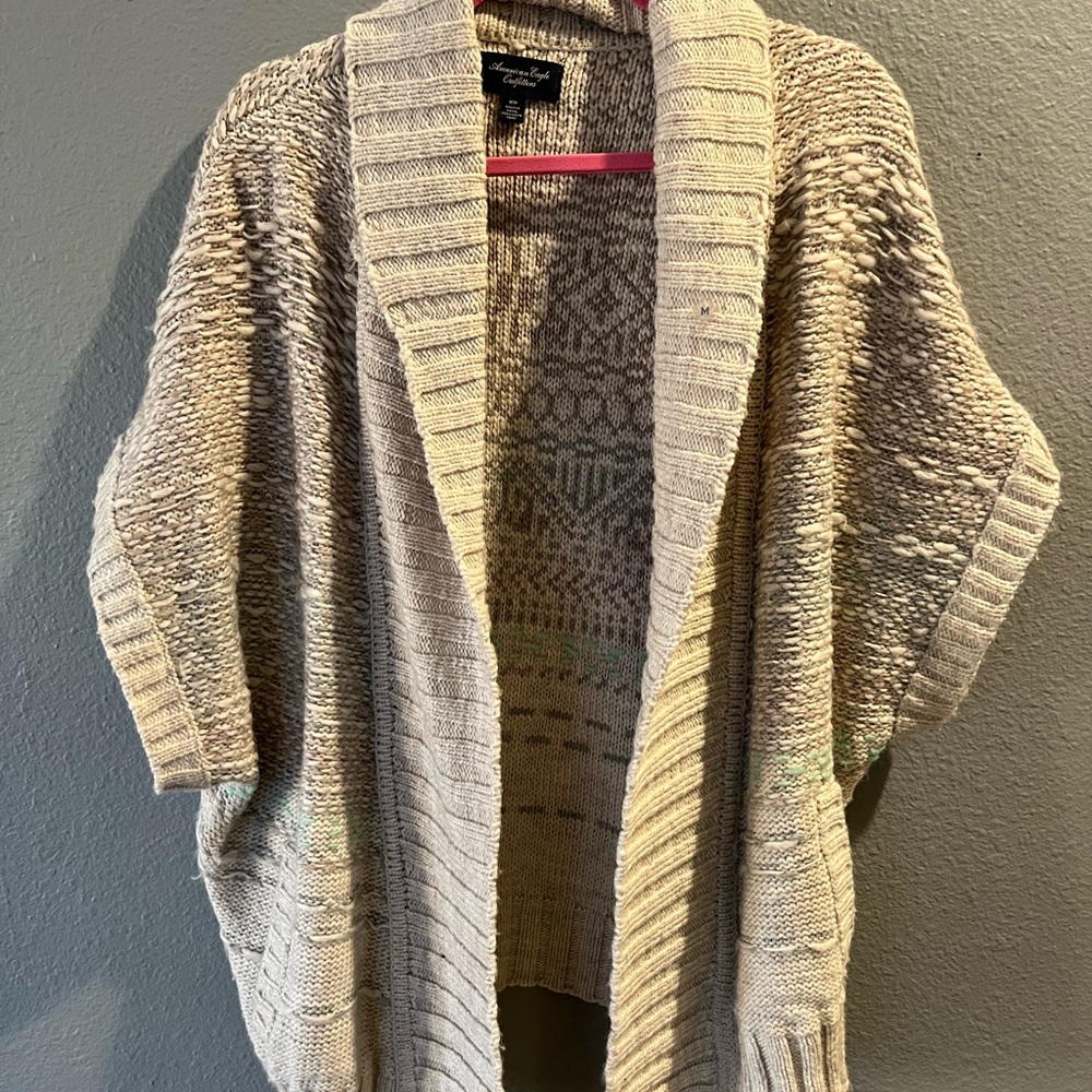 Great grey with silver flecks sweater jacket.